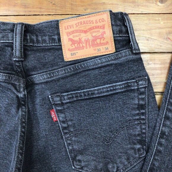 Levi’s 511 Slim Fit Men’s Jeans Dark Wash Red Tab Size 30x34 Tapered Leg Denim - Picture 6 of 12